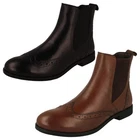 Ladies Leather Collection Brogue Detailed Chelsea Boots F4R455