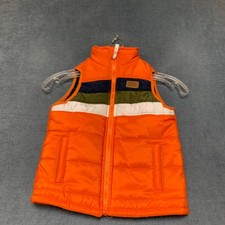 Eddie Bauer Puffer Vest Kids 5 Orange Colorblock Lined Mock Neck Full Zip Winter