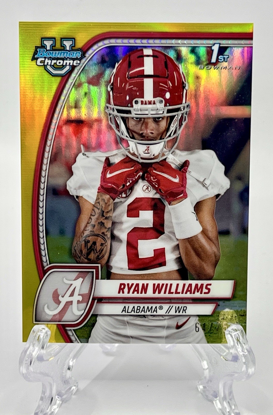 2024 Bowman University Chrome 1st Ryan Williams Yellow Refractor /75 Alabama