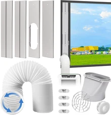 Portable AC Window Vent Kit, Adjustable Vertical/Horizontal Sliding Window Kit P