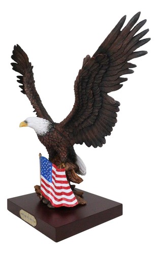 Large Wings Of Liberty Bald Eagle Set On American Flag Statue With Base 17" - 第 5/9 張圖片
