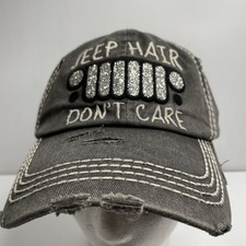 Jeep Hair Dont Care Baseball Cap Strapback Hat Distressed Bling Kbethos Vintage