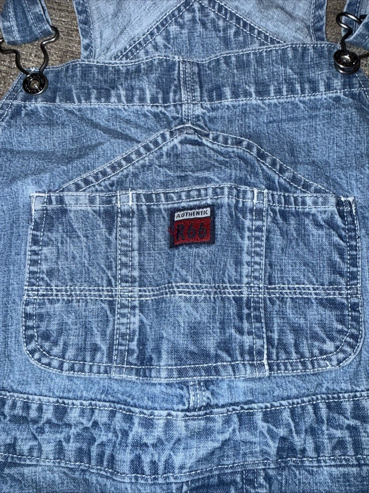 Vintage Route 66 Denim Overall Shorts Size 11/12 - Image 2 of 4