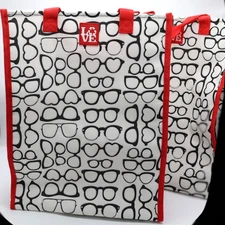 Love Bags 2 Reusable Grocery Bag Totes Sunny Shades Pattern 15" x 12" x 6"