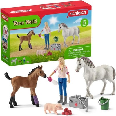 SCHLEICH Farm World 42486 Tierarztbesuch 9-Teiliges Bauernhof Spiel-Set Figuren