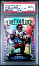 2024 TOPPS CHROME YOUTHQUAKE REFRACTOR #Y3 JAYDEN DANIELS ROOKIE RC PSA 10