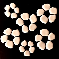 25 Tiles Ivory Sakura Petal Flower Shapes Glass Mosaic Tiny Tile Pieces