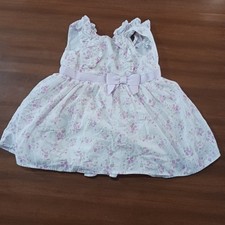 Vintage 24 Months Toddler Dress Floral Lined Pink Lilac Ribbed Bow