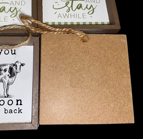 Lotto piccole insegne rustiche country chic da appendere (6) casale 4"x4" - Foto 3 di 3