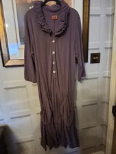 Oh My Gauze Flattering Long Coat Dress One Size Purple 100% Cotton Vgc