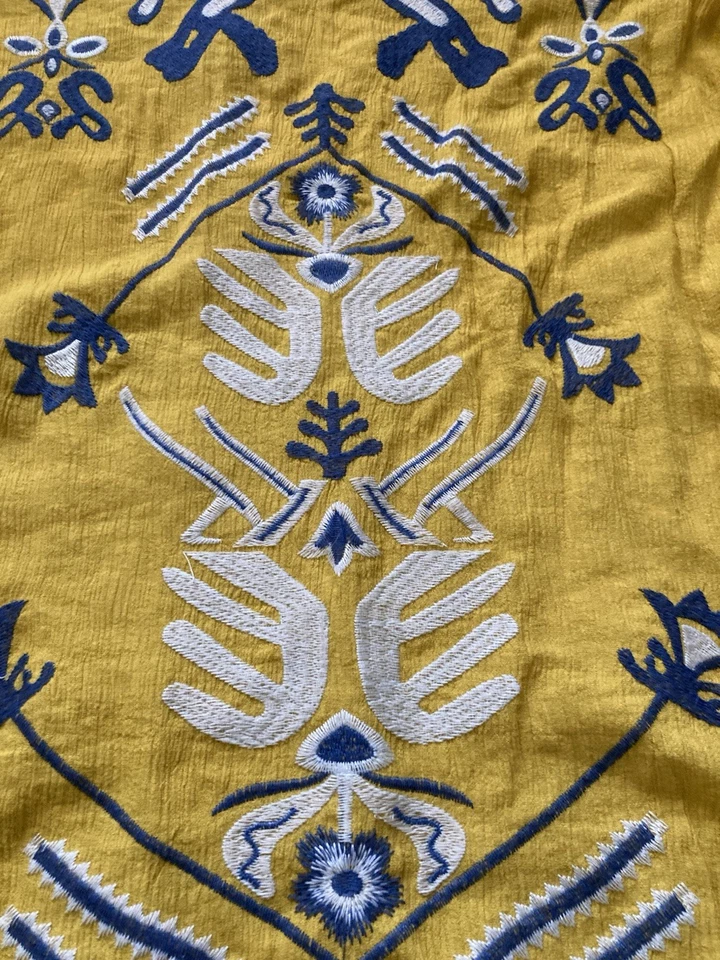 Monoreno Women's Yellow Shirt Top Blouse M Embroidered Ombre Cotton Boho Chic - Image 2 of 4