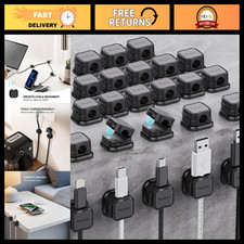 24 Pack Magnetic Cable Clip Organizer - Adhesive Cord Holder for USB  Phone - B