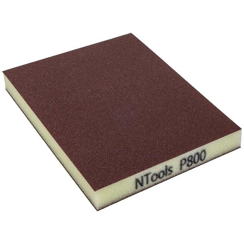 Éponge de ponçage grain 800 abrasive double face de 12x10cm pour finition