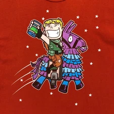 Fortnite Llama Ride Graphic T-Shirt Mens Size Large Gaming Tee Red