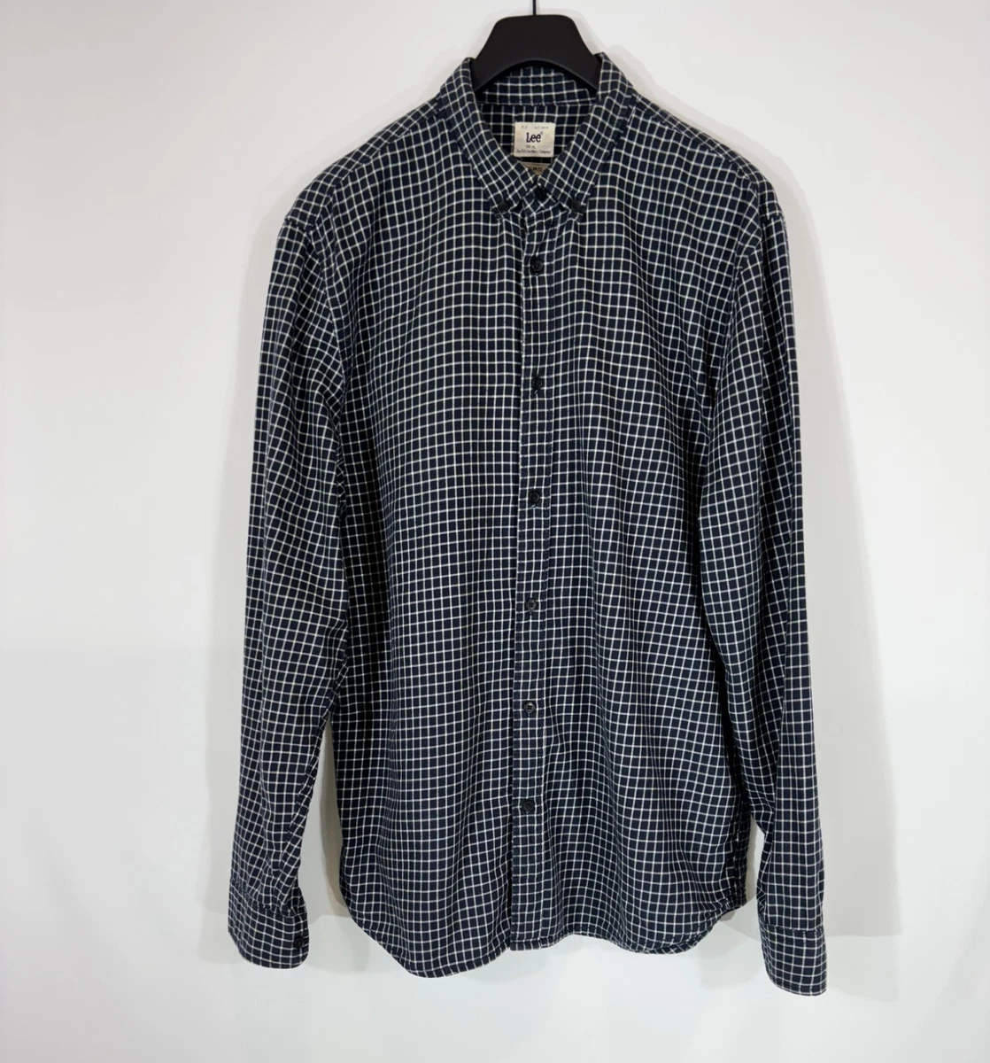 DEMEANOR Camicia da uomo elasticizzata, a maniche lunghe, per il tempo libero, slim fit, da uomo, da lavoro, da uomo, non necessita di stiratura, blu navy, S