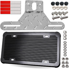 Universal Trailer License Plate Bracket   Aluminum Plate Holder w/ Black Silicon