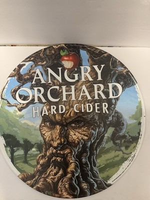 Official Angry Orchard Hard Cider Round Tree Logo Metal Tin Beer Sign Bar Tacker