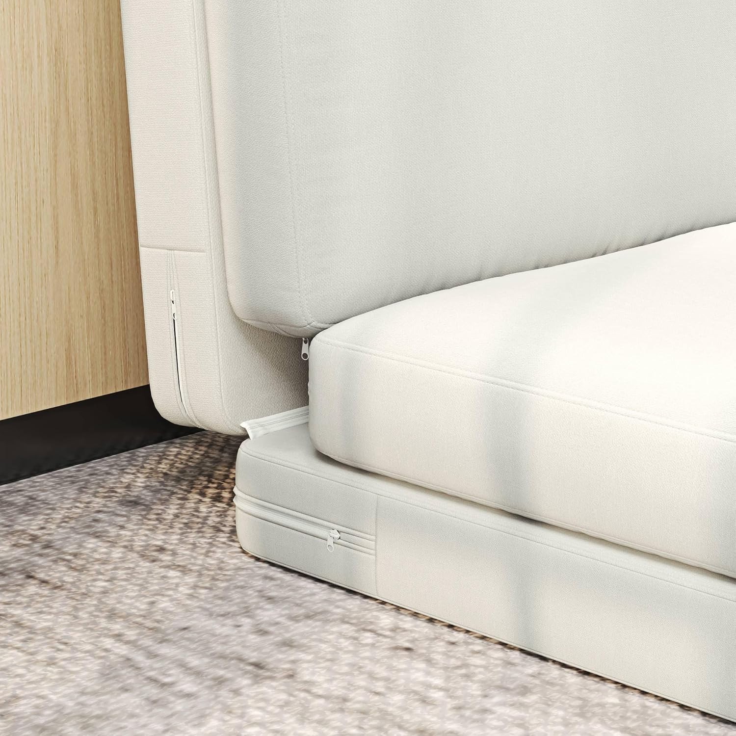 Chauffeuse pliable en velours beige lit d'appoint modulable