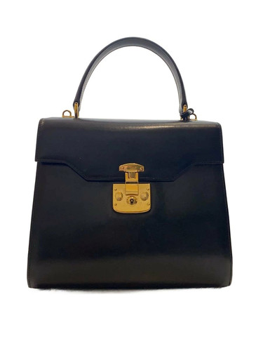 Used Gucci Handbag Ladylock/Leather/Blk/Plain// Bag