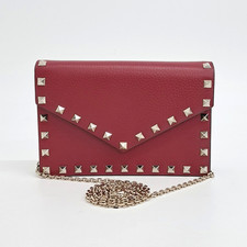 Valentino Rockstud Crossbody Bag Red Leather Pre-owned