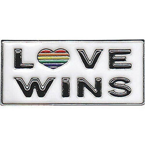 LGBTQ LOVE WINS - Original Artwork, Metal Enamel Lapel Pin - 0.55"" x 1.2""