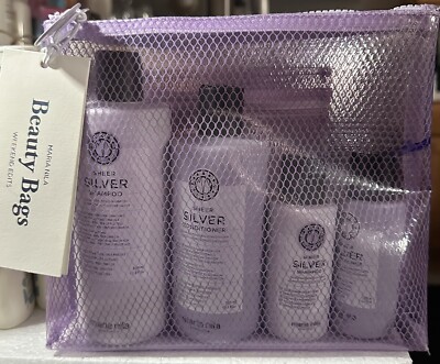 Maria Nila Sheer Silver Beauty Bag - Shampoo & Conditioner Travel & Regular Size