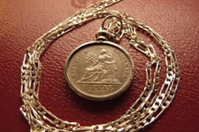 1900-1912 Guatemala 1 Reale Antique Coin Pendant 24" 925 Sterling Silver Chain