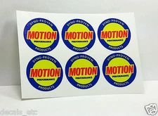 SIX 1 3/8" BALDWIN MOTION PERFORMANCE Vintage Style DECALS, Vinyl STICKERS