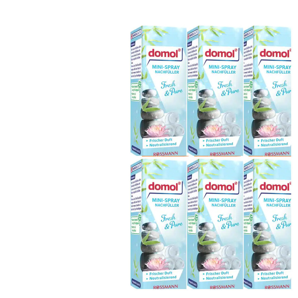 6x25ml domol Mini-Spray Nachfüller Fresh Pure Frischer