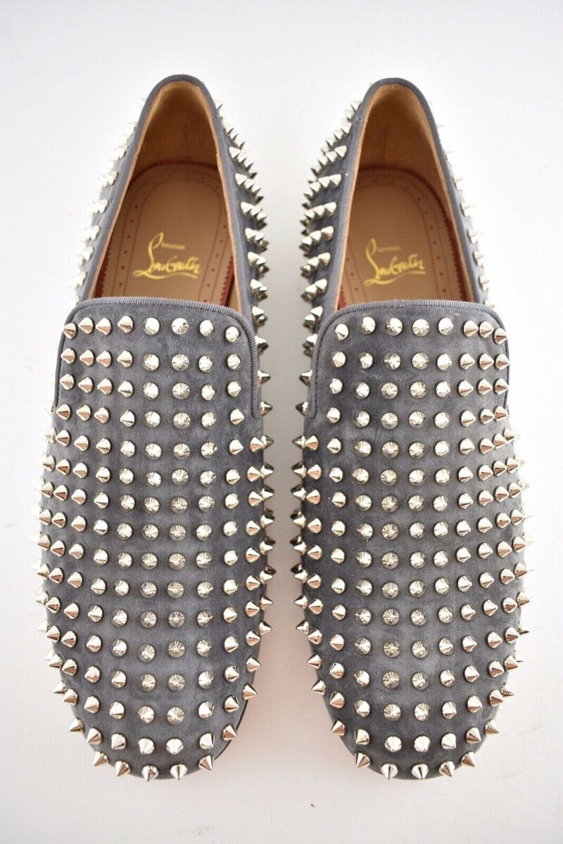 Christian Louboutin Mens Rollerboy Spikes Shadow Grey Flat Christian Louboutin Mens Rollerboy Spikes Shadow Grey Flat