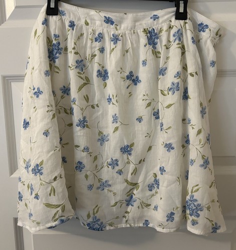 Abound Women's 2X Pull On Skirt White Blue Flowers Lined - Picture 1 of 3