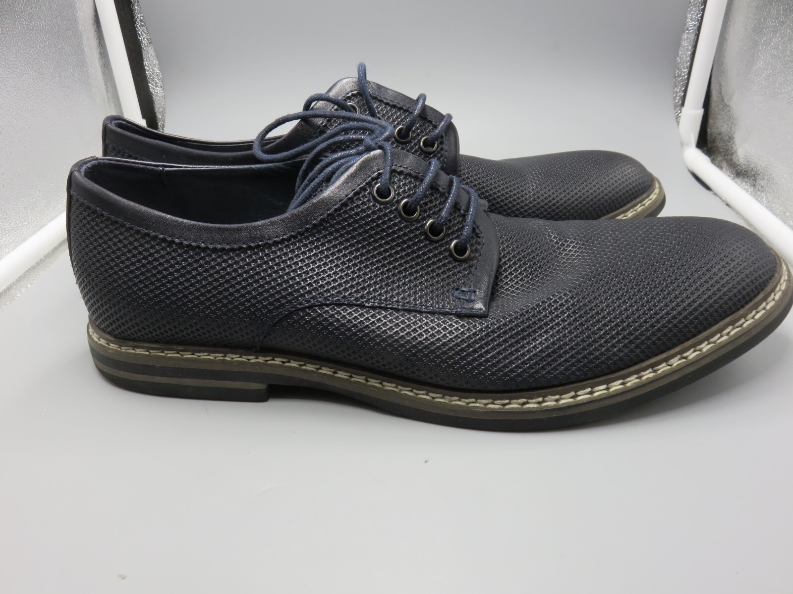 SAOLA Joseph Abboud Daytona scarpe eleganti uomo Oxford blu navy testurizzate taglia 8