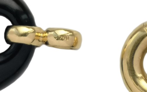 Pulsera Vintage Años 80 Ónix Ancla Inflada Mariner Eslabón Oro 18 K - Imagen 5 de 7