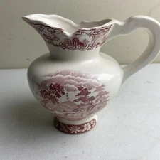 Vintage Artmark  Red Toile Pitcher 5.25" Red/Cream Japan