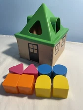 Ikea Mula Wooden Sorter House Puzzle W/Plastic Roof &Multicolor Shape Montessori