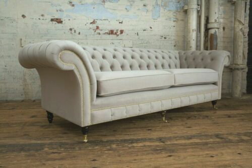 Sofá 4 plazas xxl sofá asiento acolchado sofás sofá diseño Chesterfield grande 265 cm - Imagen 1 de 12
