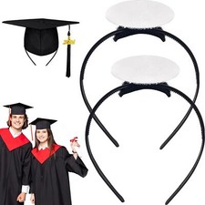 2 Pack Graduation Cap Headband - Grad Cap Head Band Insert with Hook and Loop...