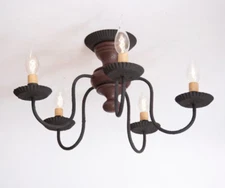 Thorndale 5 Arm Flush Mount Ceiling Light. 5 Colors. Country Primitive Lighting