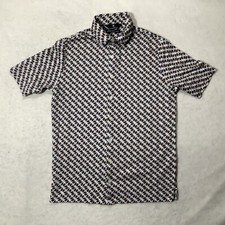 Hart Schaffner Marx Polo Golf Shirt Short Sleeve Button Up Blue Cotton