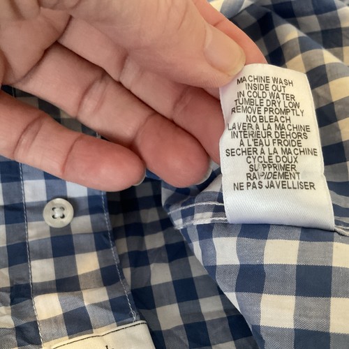 Frank & Eileen Barry Tailored Button Up Shirt White Blue Check Medium Cotton - Picture 9 of 9