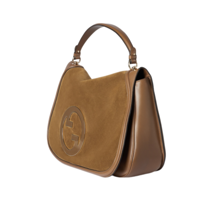 GUCCI Blondie Maxi $7290 Brown Suede Top Handle Bag New