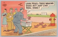 Comics~These Walking Dogs Act Like Real Ones~Puppies & Fire Hydrant~Vintage PC