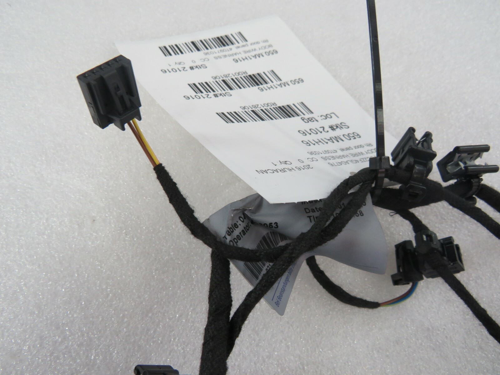 Lamborghini Huracan, LP610, LP580, RH, Door Wire Harness, Used, P/N 4T0971036