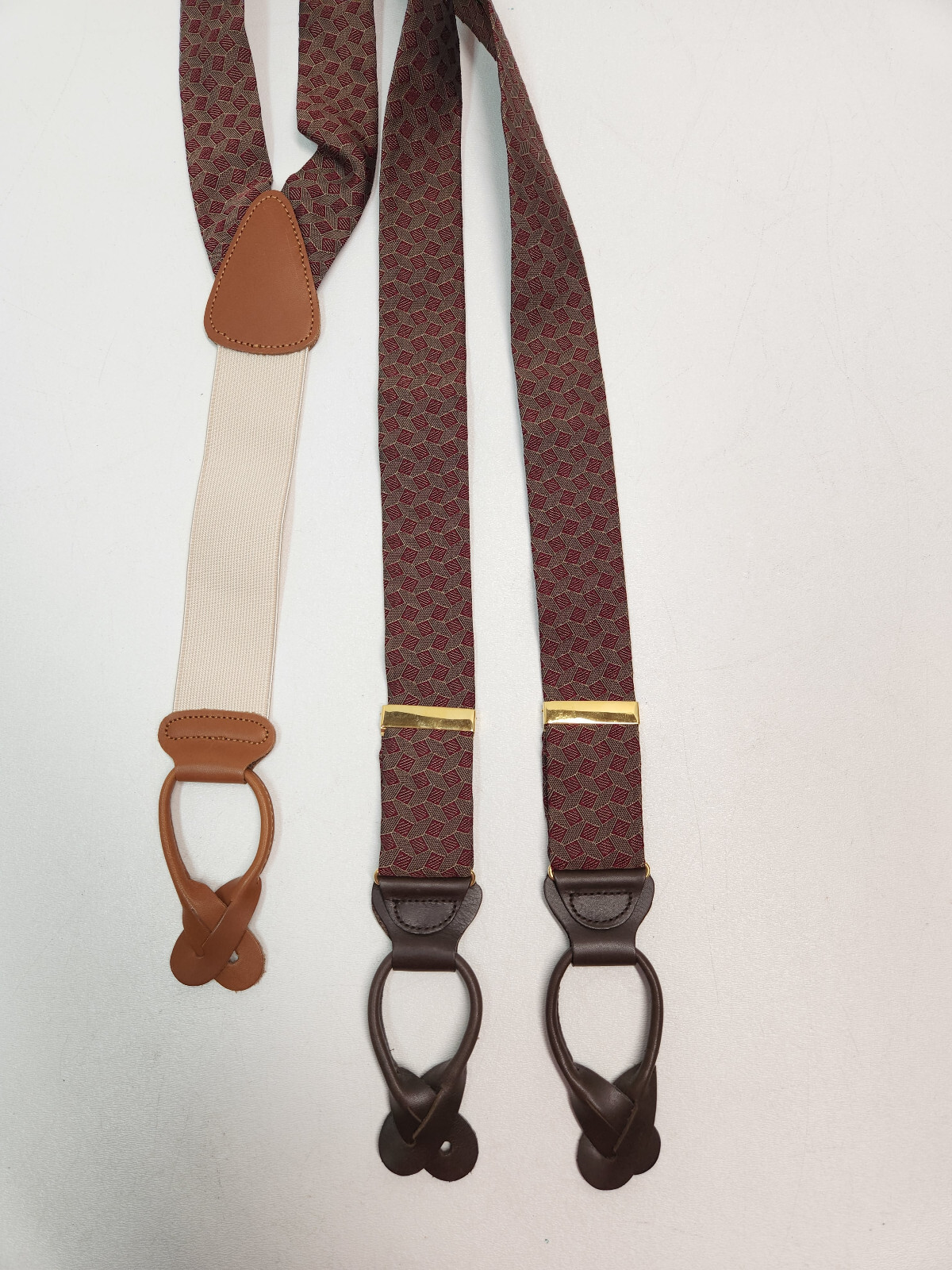 TRAFALGAR Braces Red/Brown Geometric pattern mens but… Gem