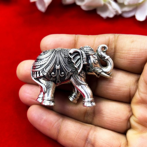 925Sterling Silver 60Gram Handmade Design Customized Upper Trunk Elephant Statue - Picture 41 of 48