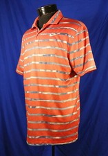 Rare Nike Court Dri-Fit Polo Shirt Tennis Orange Blue Striped Men's Size Medium