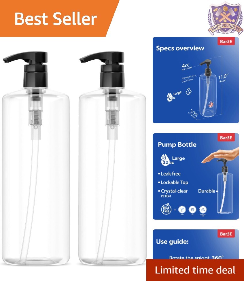 Bpa-free 1l 2-pack Locking Pump Oval For Beauty Care Use