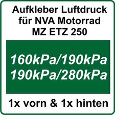 MZ ETZ NVA Aufkleber Reifenluftdruck Aufkleber für ETZ250