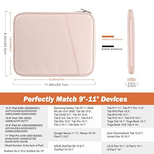  9-11 Zoll Tablet Hülle Case, passend für neues iPad Air/Pro 11 Zoll 9-11 Zoll Pink - Bild 2 von 6
