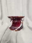 FENTON Red & White Marbled Slag Glass Grape & Cable Bowl